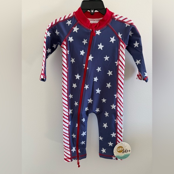 Caden Lane Other - Caden Lane Rash Guard Long Sleeve/ Full Length Navy, White & Red Star  Swimsuit